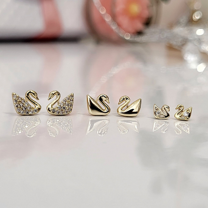 Set Cercei - Little Swans - 3 perechi - gold [4]