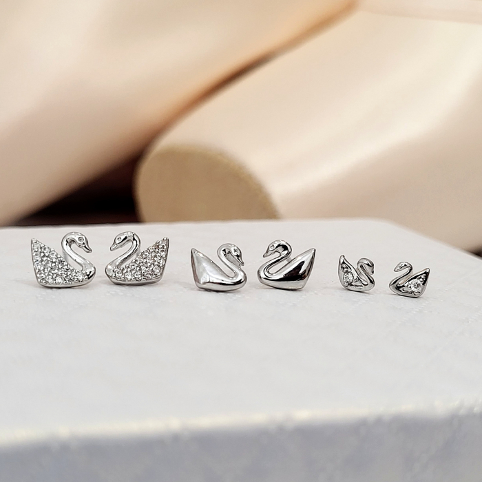 Set Cercei - Little Swans - 3 perechi - silver [5]
