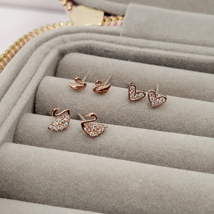 Set Cercei - Classic Swan - 3 perechi, rose-gold. [4]