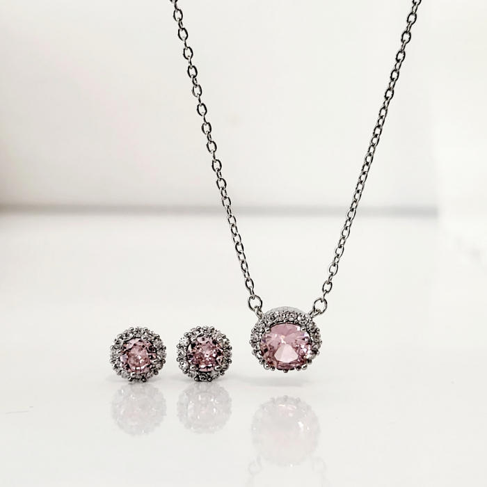 Set Diamond - pink & silver - lantisor + cercei [5]