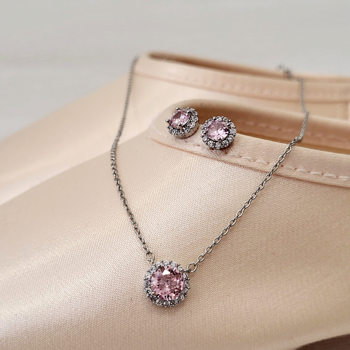 Set Diamond - pink & silver - lantisor + cercei [6]