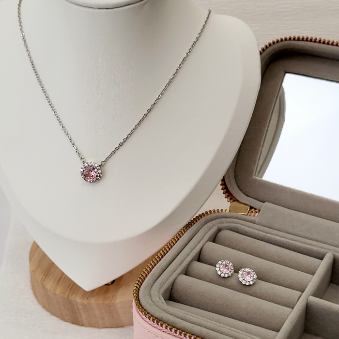 Set Diamond - pink & silver - lantisor + cercei [9]