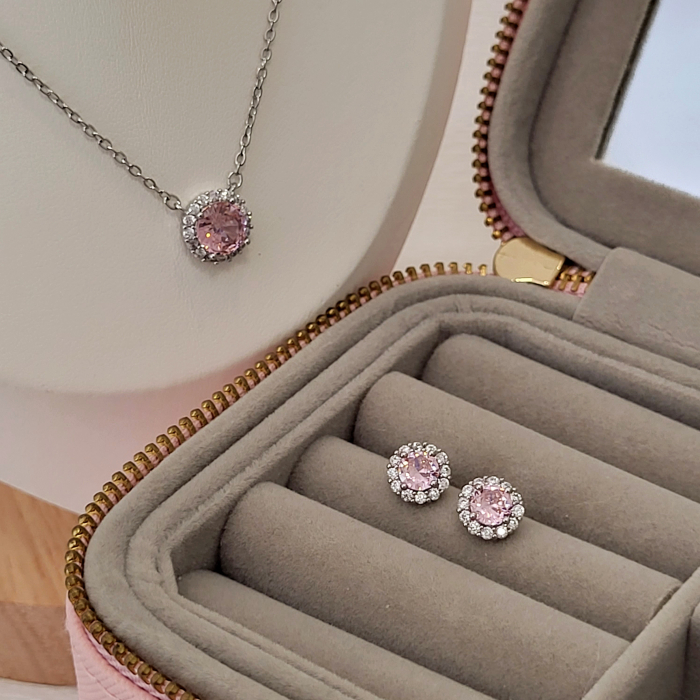 Set Diamond - pink & silver - lantisor + cercei [2]