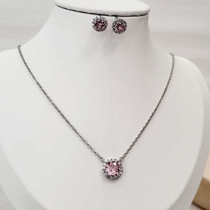 Set Diamond - pink & silver - lantisor + cercei [11]