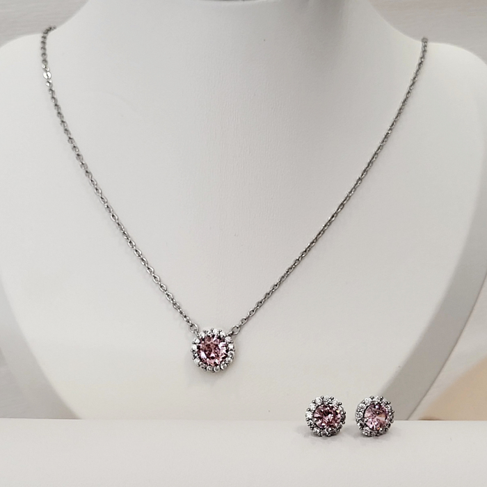 Set Diamond - pink & silver - lantisor + cercei [8]