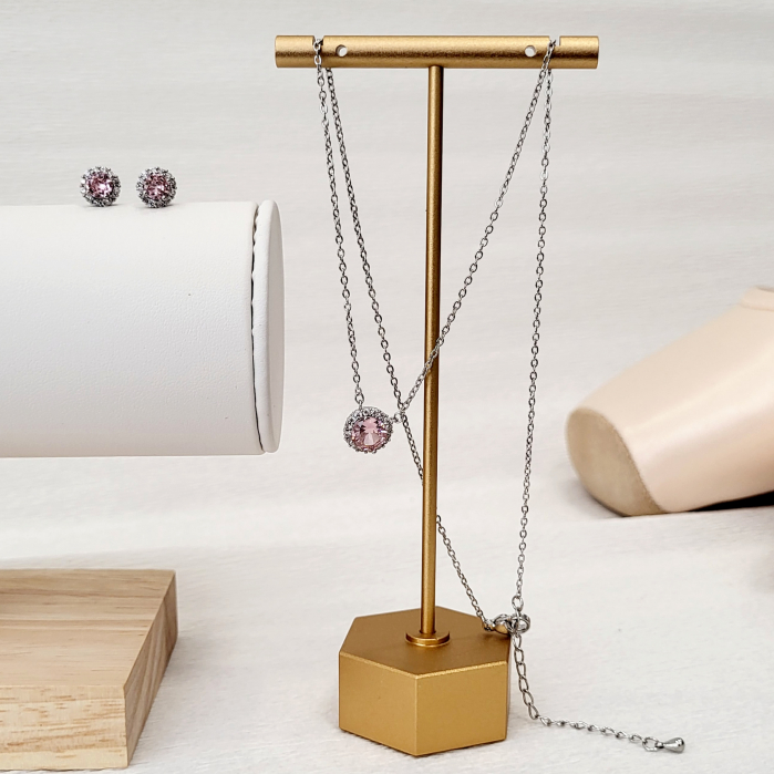 Set Diamond - pink & silver - lantisor + cercei [7]