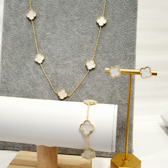 Set tip Van Cleef - white & gold - cercei, bratara, lant [2]
