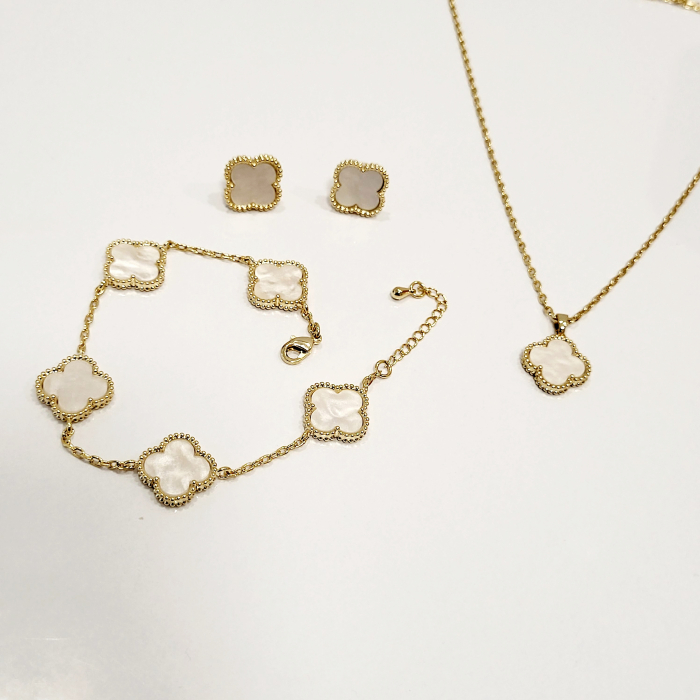 Set tip Van Cleef - white & gold - cercei, bratara, lant [3]
