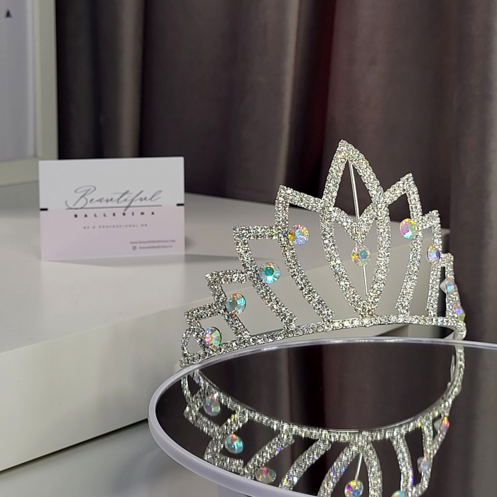Tiara coronita Standard  - argintie - decorata cu cristale albe si multicolor [2]