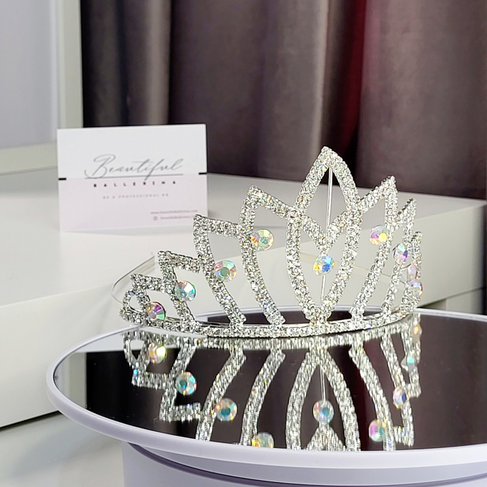 Tiara coronita Standard  - argintie - decorata cu cristale albe si multicolor [4]