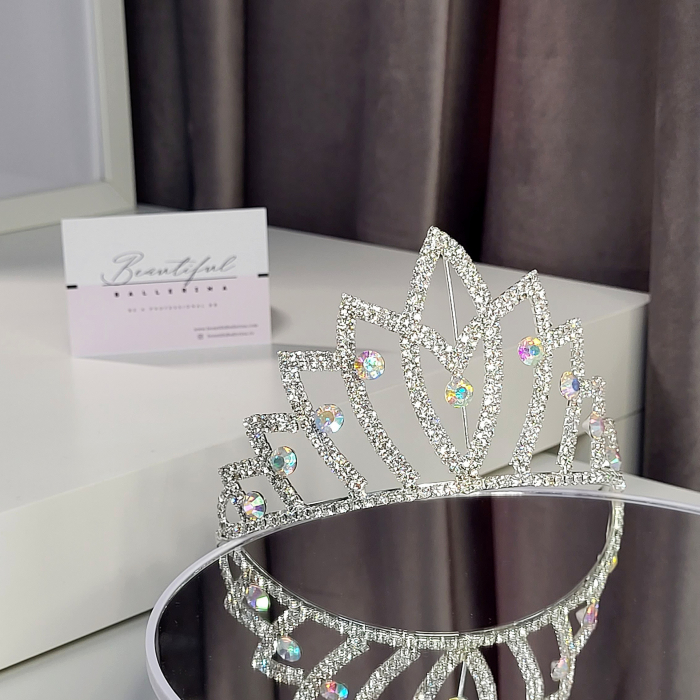 Tiara coronita Standard  - argintie - decorata cu cristale albe si multicolor [6]