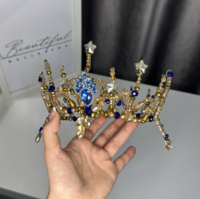 Tiara gold & royal blue - Queen [6]