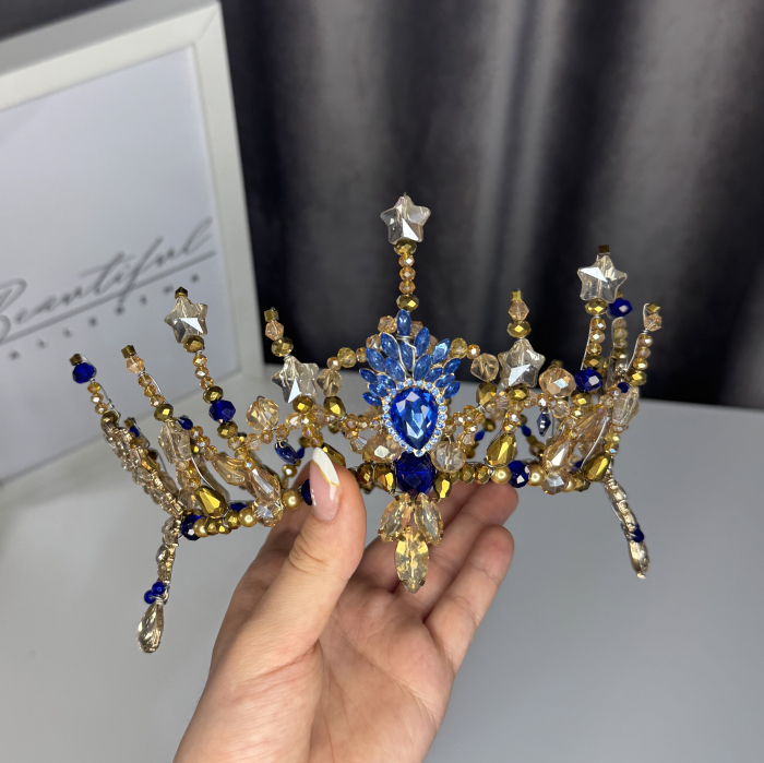 Tiara gold & royal blue - Queen [3]