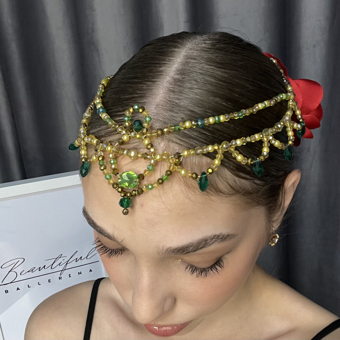 Tiara - green & gold + trandafir - Esmeralda [6]