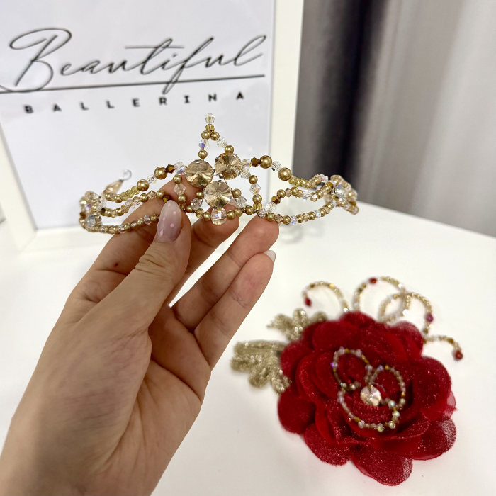 Tiara + Red Rose - gold & red - Paquita [3]