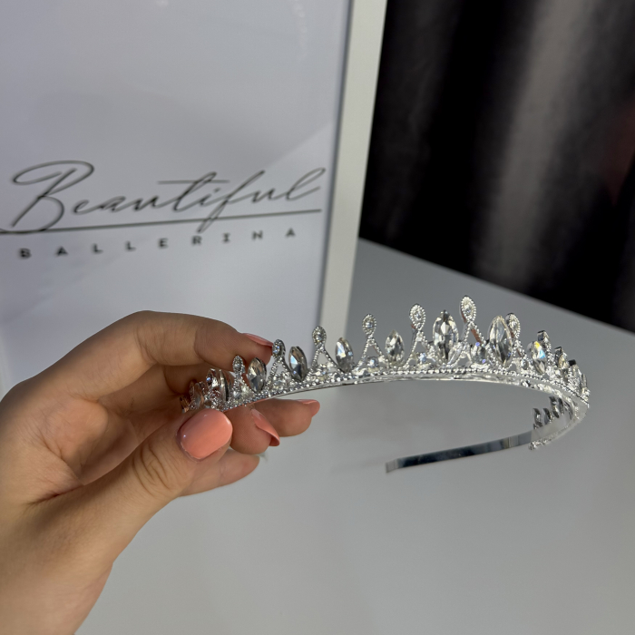 Tiara Standard - argintie - decorata cu cristale [4]