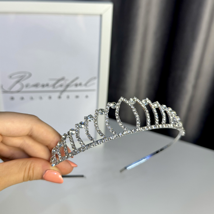Tiara Standard - argintie - decorata cu cristale [6]