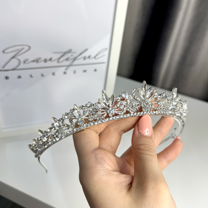 Tiara Standard - argintie - decorata cu cristale [4]