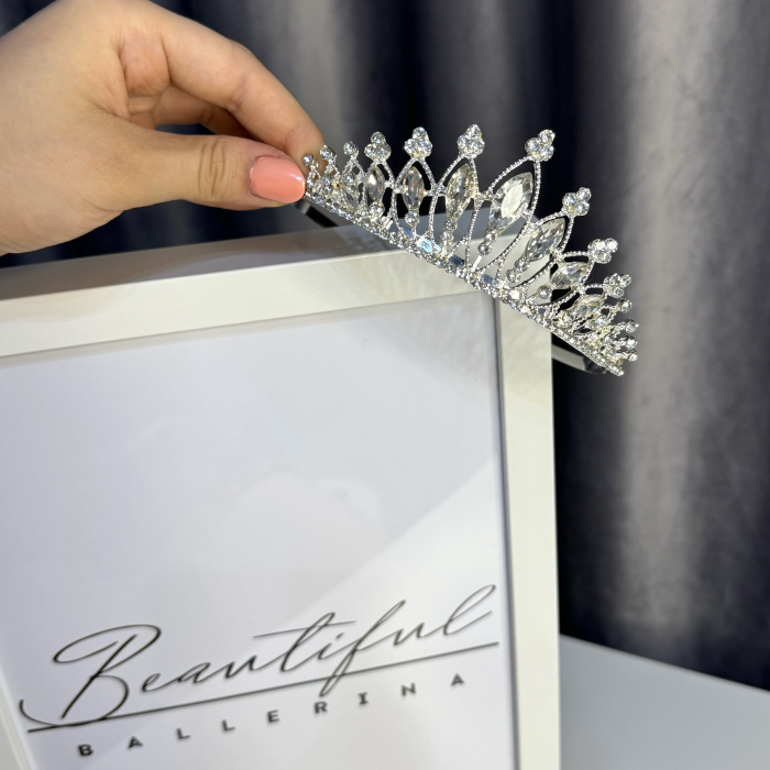 Tiara Standard - argintie - decorata cu cristale [3]