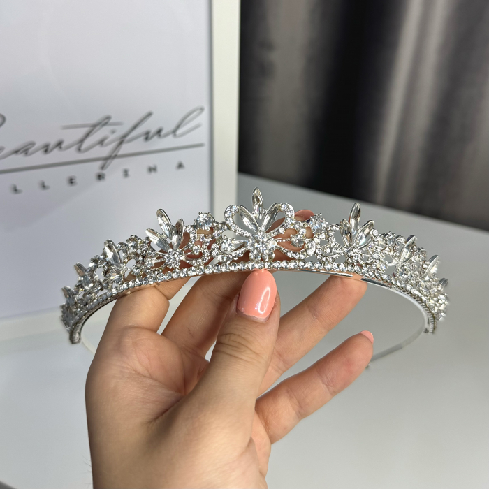 Tiara Standard - argintie - decorata cu cristale [5]