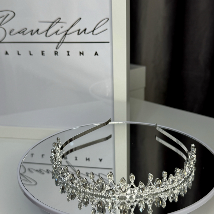 Tiara Standard - argintie - decorata cu cristale [5]
