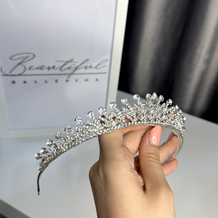 Tiara Standard - argintie - decorata cu cristale [6]