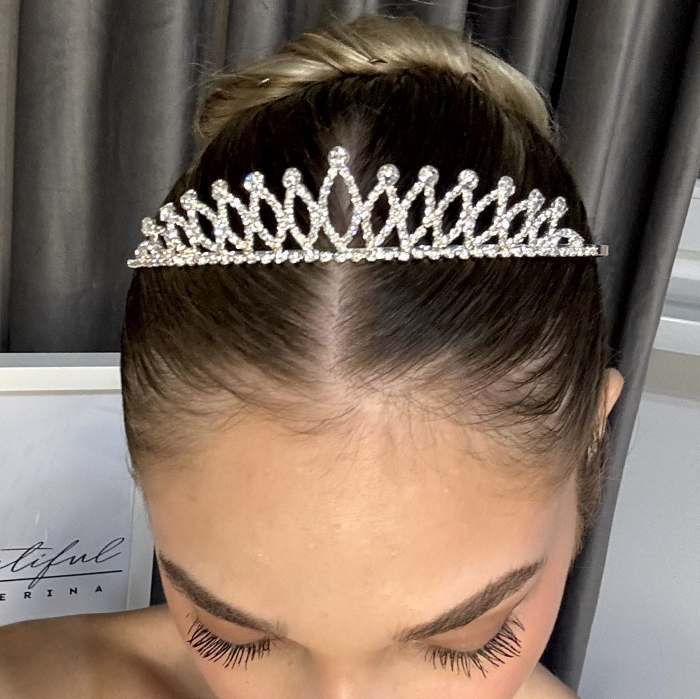 Tiara Standard - argintie - decorata cu cristale albe, pentru balerine [5]