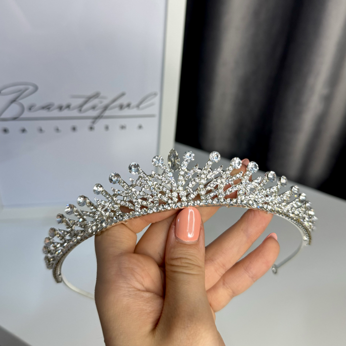Tiara Standard - argintie - decorata cu cristale [3]