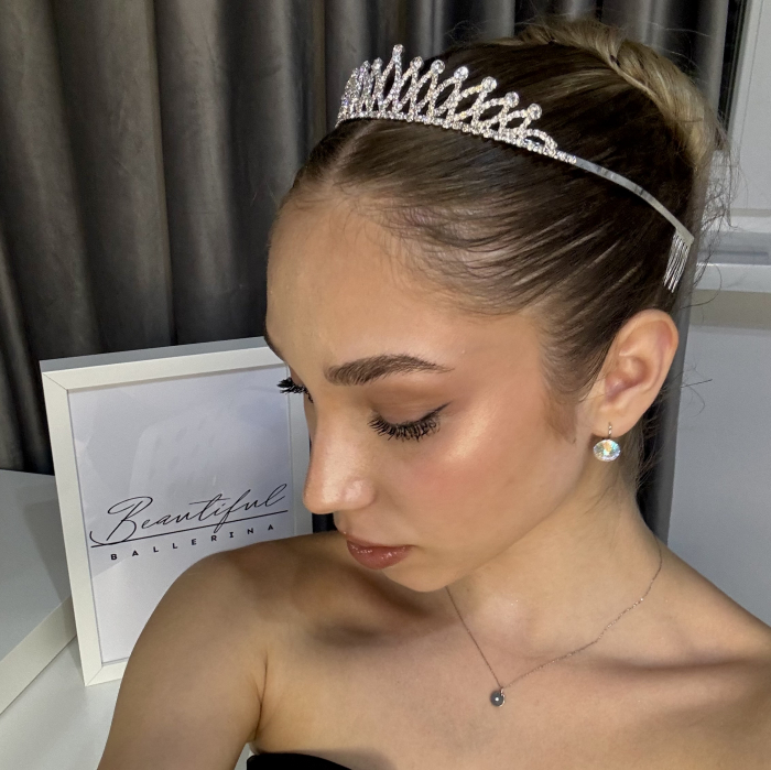 Tiara Standard - argintie - decorata cu cristale albe, pentru balerine [4]