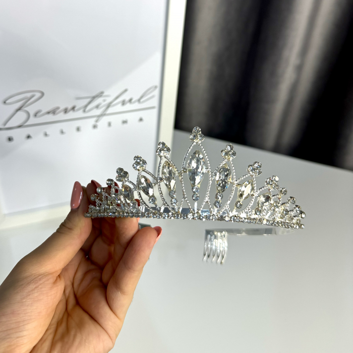 Tiara Standard - argintie - decorata cu cristale [4]