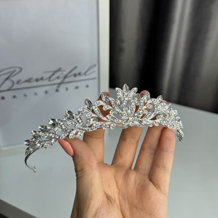 Tiara Standard - argintie - decorata cu cristale [4]