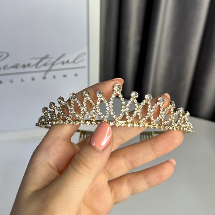 Tiara Standard - aurie - decorata cu cristale [2]