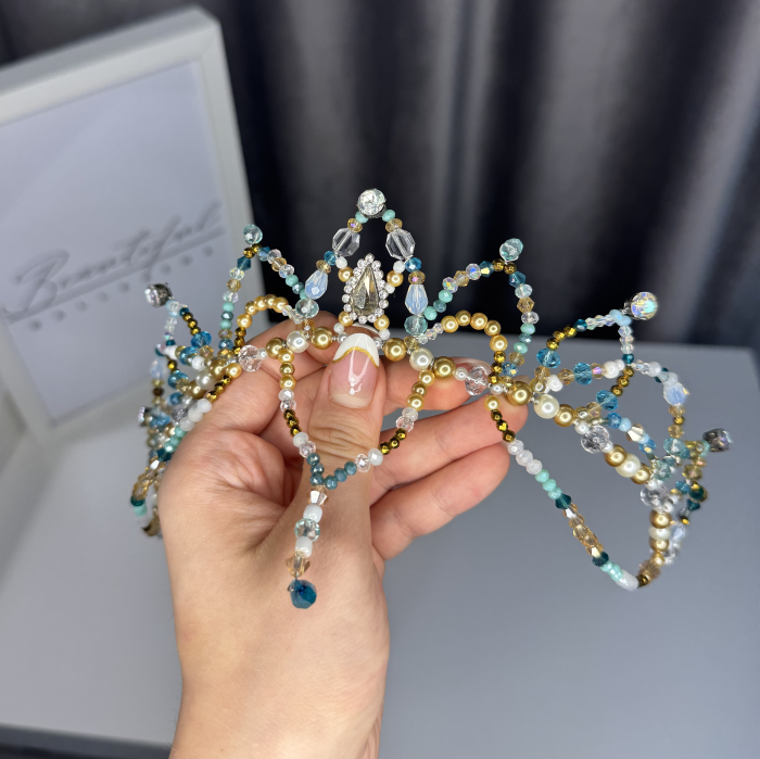 Tiara turquoise, white & gold - Medora [3]