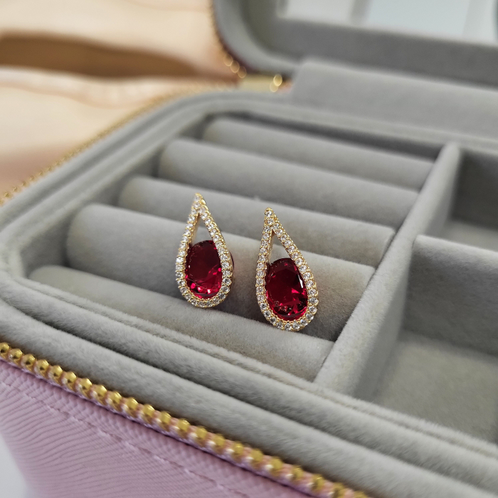 Variation Earrings - Red/Gold [2]