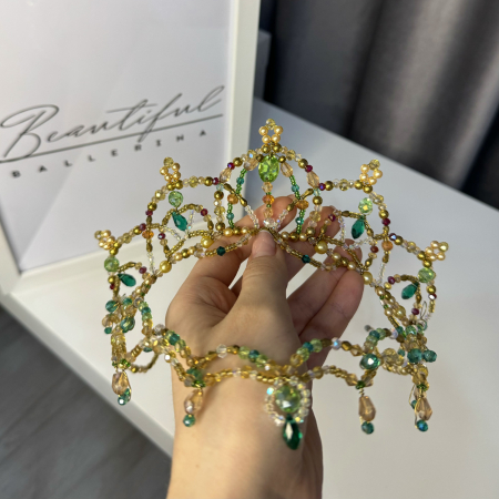 BB PRO TIARAS - 2 piece - tiara gold & green - Esmeralda