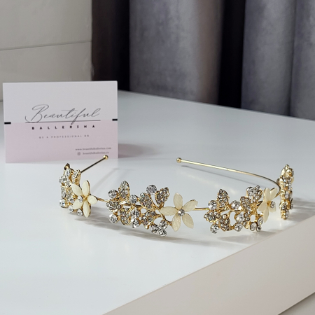 Accesoriu pentru par - Flower Dancing, gold decorata cu cristale albe [1]
