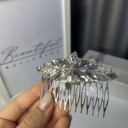 Contemporan / Neoclasic - Accesoriu de păr BB – Pieptene cu cristale strălucitoare, Silver