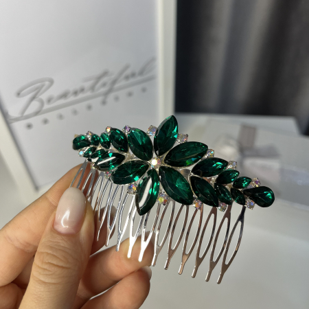 Contemporan / Neoclasic - Accesoriu de păr BB – Pieptene cu cristale strălucitoare, verde