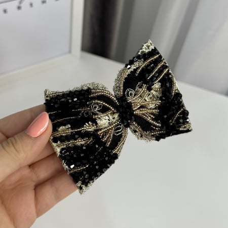 Accesoriu pentru păr, fundiță black & gold – Beautiful Ballerina [1]