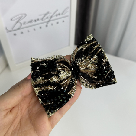 Fundite / Bows - Accesoriu pentru păr, fundiță black & gold – Beautiful Ballerina