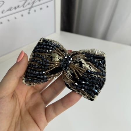 Accesoriu pentru păr, fundiță dark blue & gold – Beautiful Ballerina [2]