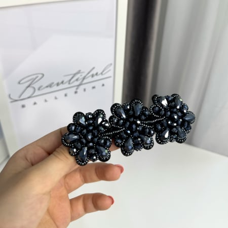 Accesoriu pentru păr, 3 flori din cristale - dark blue - Beautiful Ballerina [1]