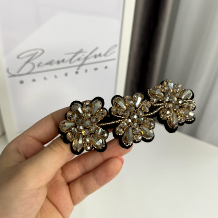 Contemporan / Neoclasic - Accesoriu pentru păr, 3 flori din cristale – gold - Beautiful Ballerina