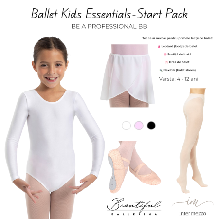COPII - Ballet Kids Essentials – Start Pack for Kids – Intermezzo (ML), White - Lycra Lucioasă