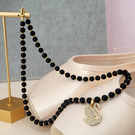 SALE - Colier - Elegance Swan - black pearl