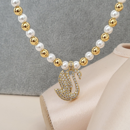 Colier - Elegance Swan - white pearl [1]