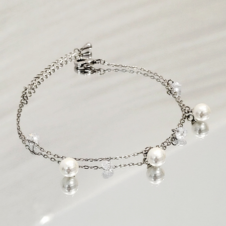 SALE - Bratara - Tear - silver cu cristale si perle