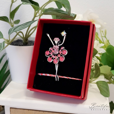 MARTIE - MARTISOR - Brosa Martisor - in forma de balerina cu tutu din pietre roz