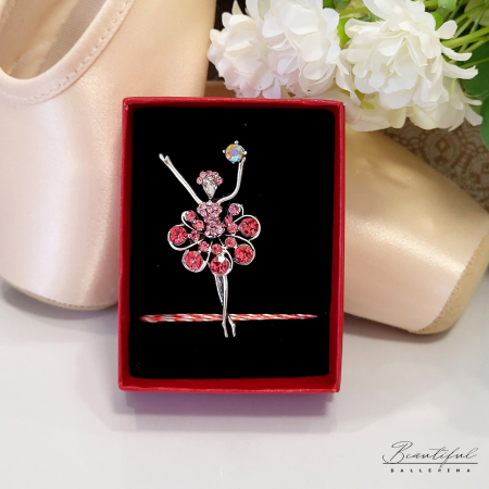 Brosa Martisor - in forma de balerina cu tutu din pietre roz [2]