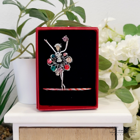 MARTIE - MARTISOR - Brosa Martisor - in forma de balerina cu tutu din pietre multicolor